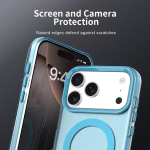Husa pentru iPhone 17 Pro, MagSafe, Antisoc, set cu sticker, CandyCase, Albastru - Img 11