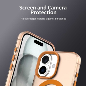 Husa pentru iPhone 17 Pro, MagSafe, Antisoc, set cu sticker, CandyCase, Portocaliu - Img 2