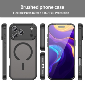 Husa pentru iPhone 17 Pro Max, SKYDDAR INNOVATION, HaloFrost MagSafe II, Antisoc, set cu sticker, Negru - Img 5