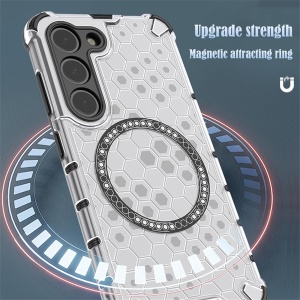 Husa pentru iPhone 17 Pro Max, SKYDDAR INNOVATION, HoneyComb Shield MagSafe, Alb, set cu sticker - Img 3
