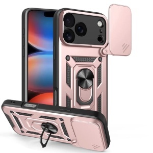 Husa pentru iPhone 17 Pro, SKYDDAR INNOVATION, CamShield, Inel magnetic, set cu sticker, Roz