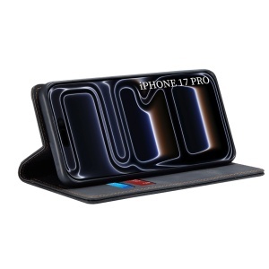 Husa pentru iPhone 17 Pro, SKYDDAR INNOVATION, Confy Cover tip Carte din piele Eco Premium, cu Portofel Interior, set cu sticker, Negru - Img 2