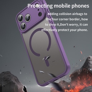 Husa pentru iPhone 17 Pro, SKYDDAR INNOVATION, HaloFrost MagSafe II, Antisoc, set cu sticker, Mov - Img 5
