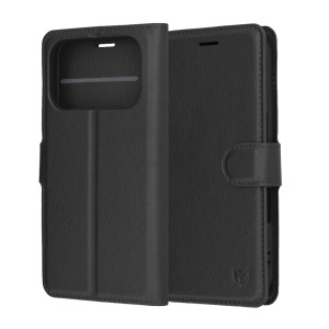 Husa pentru iPhone 17 Pro, SKYDDAR INNOVATION, Leather Folio tip Carte, cu Portofel Interior, Finisaje Premium, set cu sticker, Negru - Img 6