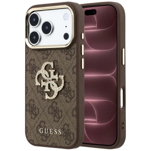 Husa pentru iPhone 18 Pro Max / iPhone 17 Pro Max - Guess Hardcase 4G Big Strass Logo (GUHCP18X6P4DSMLW) - Brown