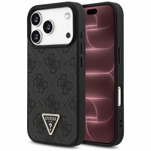 Husa pentru iPhone 18 Pro Max / iPhone 17 Pro Max - Guess Leather 4G Triangle Strass MagSafe - Black
