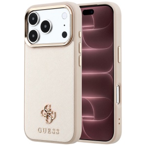 Husa pentru iPhone 18 Pro Max / iPhone 17 Pro Max - Guess Saffiano Small 4G Classic MagSafe (GUHMP18X6PSA4DME) - Beige