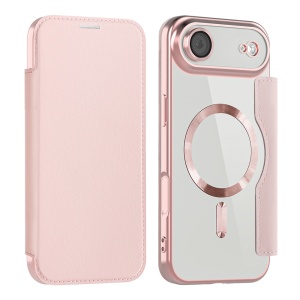 Husa pentru iPhone Air tip carte, SKYDDAR INOVATION, SmartMag Book, Magsafe, RFiD, Suport Carduri, set cu sticker, Roz - Img 2