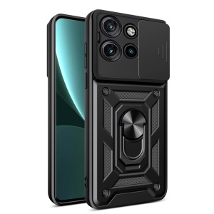 Husa pentru Motorola Edge 50 Neo, SKYDDAR INNOVATION, CamShield, Inel magnetic, set cu sticker, Negru