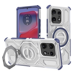Husa pentru Motorola Edge 50 Pro, Antisoc, SKYDDAR INOVATION, Carbon Shield PRO, Magsafe, set cu sticker, Albastru