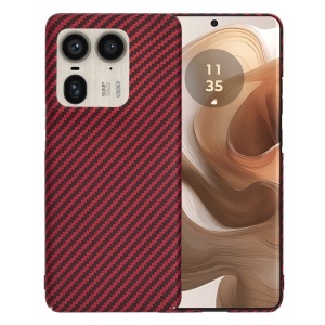 Husa pentru Motorola Edge 50 Ultra, SKYDDAR INNOVATION, textura carbon, Carbonite FiberShell, set cu sticker, Rosu,