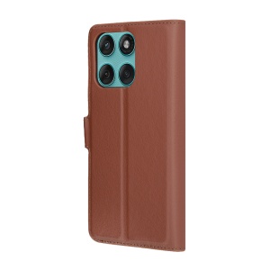 Husa pentru Motorola Edge 60 Fusion, SKYDDAR INNOVATION, Leather Wallet, tip Carte, cu Portofel Interior, Finisaje Premium, Maro, set cu sticker - Img 5