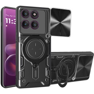Husa pentru Motorola Edge 60 Pro, SKYDDAR INNOVATION, CamGuard Pro, Inel Magnetic, Protectie Camera, Negru, set cu sticker