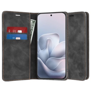 Husa pentru Motorola Edge 70 Fusion tip Carte din piele Eco Premium, cu Portofel Interior, set cu sticker, Confy Cover, Negru