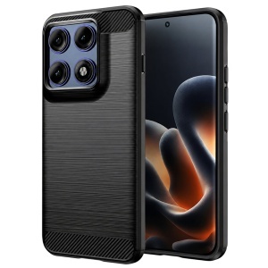 Husa pentru Motorola Edge 70 Pro din Silicon Slim, cu textura Fibra Carbon, set cu sticker, Carbon Silicone, Negru