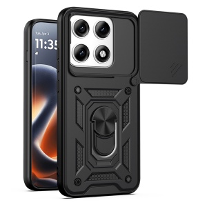 Husa pentru Motorola Edge 70 Pro, protectie camere, Inel magnetic, set cu sticker, CamShield, Negru
