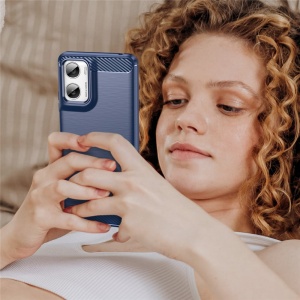Husa pentru Motorola Moto G06 / Moto G06 Power, SKYDDAR INNOVATION, Carbon Silicone, din Silicon Slim, cu textura Fibra Carbon, set cu sticker, Albastru - Img 7