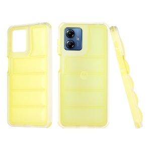 Husa pentru Motorola Moto G14, anti soc, margini ridicate, design modern, set cu sticker, wave shield, Galben