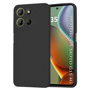 Husa pentru Motorola Moto G15 / Moto G15 Power, SKYDDAR INNOVATION, din Silicon Catifelat, SoftElegance, set cu sticker, Negru