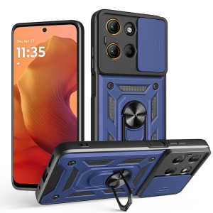 Husa pentru Motorola Moto G15 / Moto G15 Power, SKYDDAR INNOVATION, CamShield, Inel magnetic, set cu sticker, Albastru