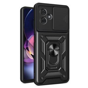 Husa pentru Motorola Moto G54 Power Edition / Moto G64, SKYDDAR INNOVATION, CamShield, Inel magnetic, set cu sticker, Negru