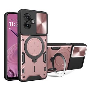 Husa pentru Motorola Moto G55, SKYDDAR INNOVATION, CamGuard Pro, Inel Magnetic, Protectie Camera, set cu sticker, Roz auriu