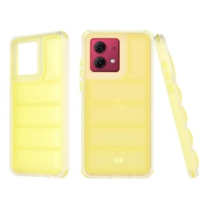 Husa pentru Motorola Moto G84, anti soc, margini ridicate, design modern, set cu sticker, wave shield, Galben