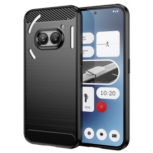 Husa pentru Nothing Phone (2a) / Phone (2a) Plus, , din Silicon Slim, cu textura Fibra Carbon, Skyddar Carbon Silicone, set cu sticker, Negru