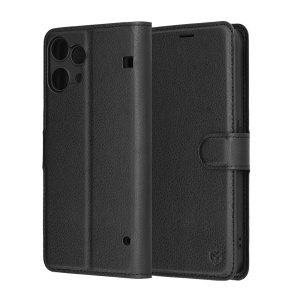 Husa pentru Nothing Phone (3a) Lite, SKYDDAR INNOVATION, Leather Folio tip Carte, cu Portofel Interior, Finisaje Premium, set cu sticker, Negru - Img 7