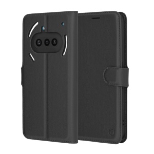 Husa pentru Nothing Phone (3a), SKYDDAR INNOVATION, Leather Wallet, tip Carte cu Portofel Interior, Finisaje Premium, set cu sticker, Negru - Img 1