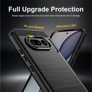 Husa pentru Nothing Phone (4a) din Silicon Slim, cu textura Fibra Carbon, set cu sticker, Carbon Silicone, Negru - Img 4