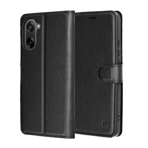 Husa pentru OnePlus Nord CE5, SKYDDAR INNOVATION, Leather Folio tip Carte, cu Portofel Interior, Finisaje Premium, set cu sticker, Negru