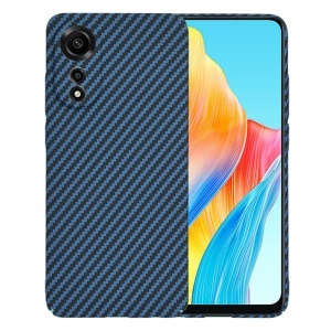 Husa pentru Oppo A78 4G, SKYDDAR INNOVATION, textura carbon, Carbonite FiberShell, set cu sticker, Cyan,