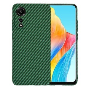 Husa pentru Oppo A78 4G, SKYDDAR INNOVATION, textura carbon, Carbonite FiberShell, set cu sticker, Verde,
