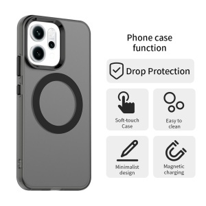Husa pentru Oppo Reno14, MagSafe, Antisoc, set cu sticker, CandyCase, Negru - Img 5