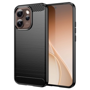 Husa pentru Oppo Reno15 Pro Max din Silicon Slim, cu textura Fibra Carbon, set cu sticker, Carbon Silicone, Negru