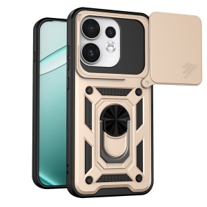 Husa pentru Oppo Reno16 / Reno16 Pro, protectie camere, Inel magnetic, set cu sticker, CamShield, Auriu