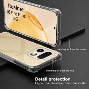 Husa pentru Realme 16 Pro+, SKYDDAR INNOVATION, Shockproof Clear Silicone, Silicon Slim, set cu sticker, Transparenta - Img 4