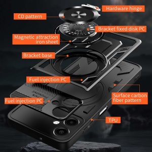 Husa pentru Samsung Galaxy A07 4G, SKYDDAR INNOVATION, RuggedCam, Inel magnetic antisoc, set cu sticker, Gri - Img 6