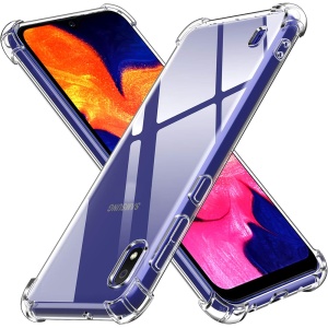 Husa pentru Samsung Galaxy A10 , SKYDDAR INNOVATION, Shockproof Clear din Silicon Slim, Transparenta, set cu sticker