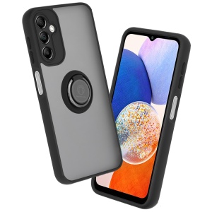 Husa pentru Samsung Galaxy A14 5G / Galaxy A14 4G, SKYDDAR INNOVATION, Glinth cu Inel Rotativ 360° Magnetic, Negru, set cu sticker