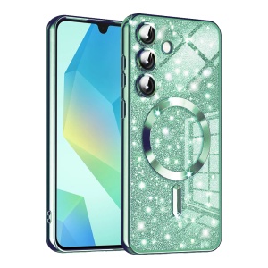 Husa pentru Samsung Galaxy A16 4G / Galaxy A16 5G, SKYDDAR INNOVATION, Luxury Glitter Magsafe, Antisoc, Fundal Detasabil 2-in-1, Margini Ridicate, set cu sticker, Verde deschis