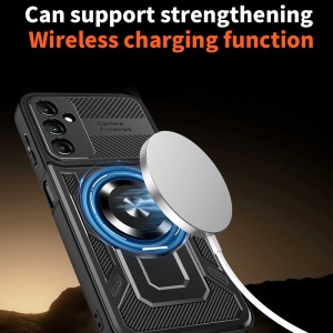 Husa pentru Samsung Galaxy A26 5G, SKYDDAR INNOVATION, RuggedCam, Inel magnetic antisoc, set cu sticker, Negru - Img 2