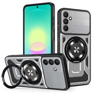 Husa pentru Samsung Galaxy A27 5G Antisoc, Inel magnetic, Margini ridicate, set cu sticker, RuggedCam, Gri