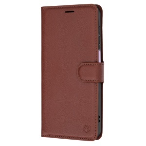Husa pentru Samsung Galaxy A27 5G, SKYDDAR INNOVATION, Leather Folio tip Carte, cu Portofel Interior, Finisaje Premium, set cu sticker, Maro - Img 6