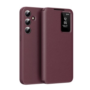 Husa pentru Samsung Galaxy A27 5G tip carte, cu portofel, set cu sticker, SmartView, Premium, Rosu