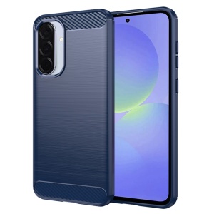 Husa pentru Samsung Galaxy A36 5G / Galaxy A56 5G din Silicon Premium, Slim, cu textura Fibra Carbon, set cu sticker, Carbon Silicone, Albastru