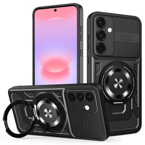 Husa pentru Samsung Galaxy A37 5G, Inel Magnetic, Antisoc, set cu sticker, RuggedCam, Negru