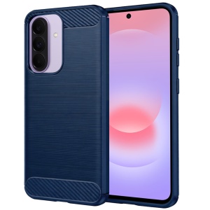 Husa pentru Samsung Galaxy A37 5G, SKYDDAR INNOVATION, Carbon Silicone, din Silicon Slim, cu textura Fibra Carbon, set cu sticker, Albastru
