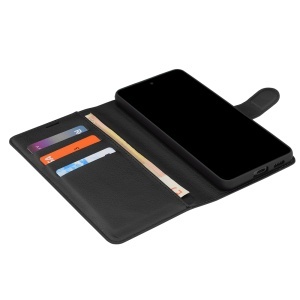 Husa pentru Samsung Galaxy A37 5G, SKYDDAR INNOVATION, Leather Folio tip Carte, cu Portofel Interior, Finisaje Premium, set cu sticker, Negru - Img 5